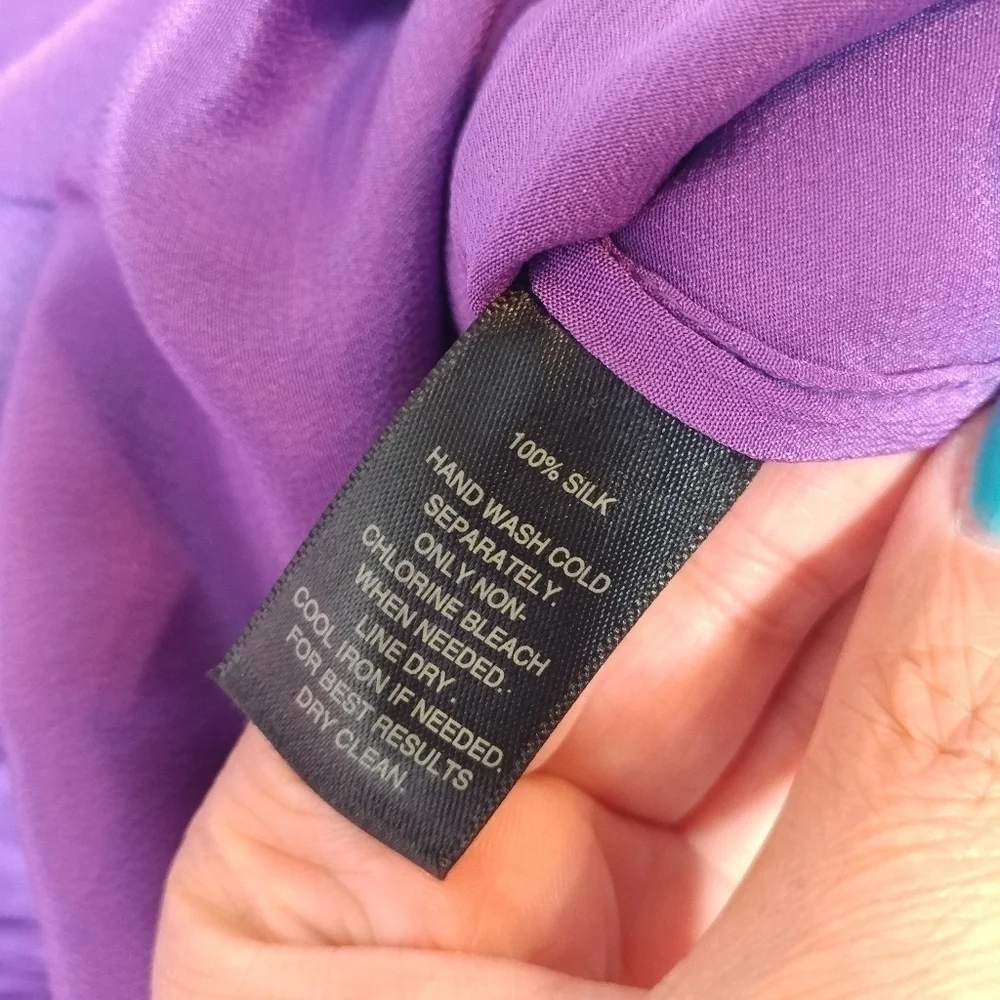 White House Black Market 100% Silk Shoulder Dress - Picture 9 of 9